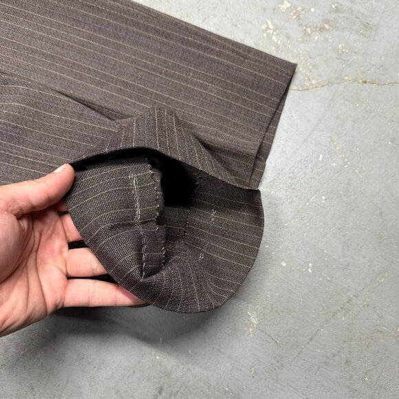 Vintage Oakton Suit 2pc Striped Wool Brown 40 S 32x27 - Picture 14 of 14